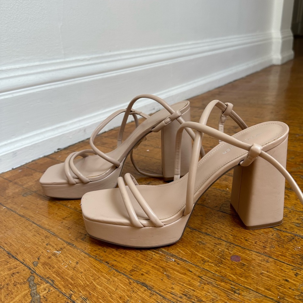 Marc Fisher Tan Heels with Chunky Platform